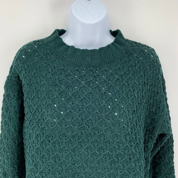 A New Day NWT Women's Green Crew Neck Chunky Knit Pullover Sweater Size XS - Picture 3 of 7